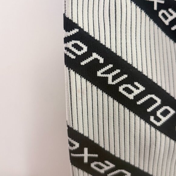 Alexander Wang Knit Jacquard Diagonal Logo Shopper Tote Black White - Picture 9 of 10